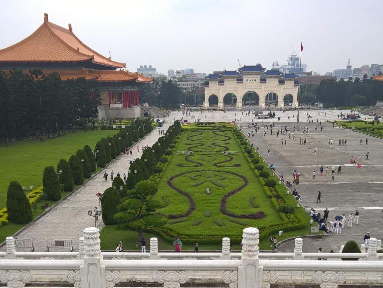 The view from the National Chiang Kai-shek Memorial Hall in Taipei, Taiwan.