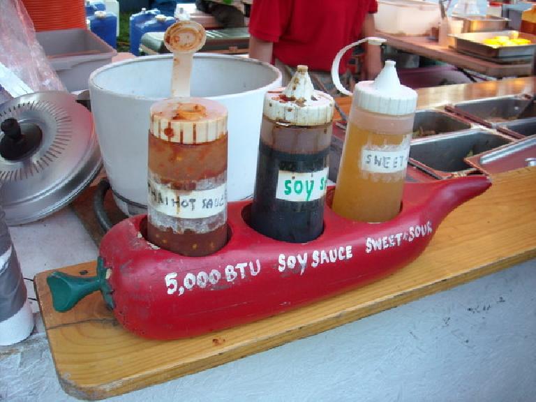 "5,000 BTU" hot sauce was available from the Thai Pepper booth.