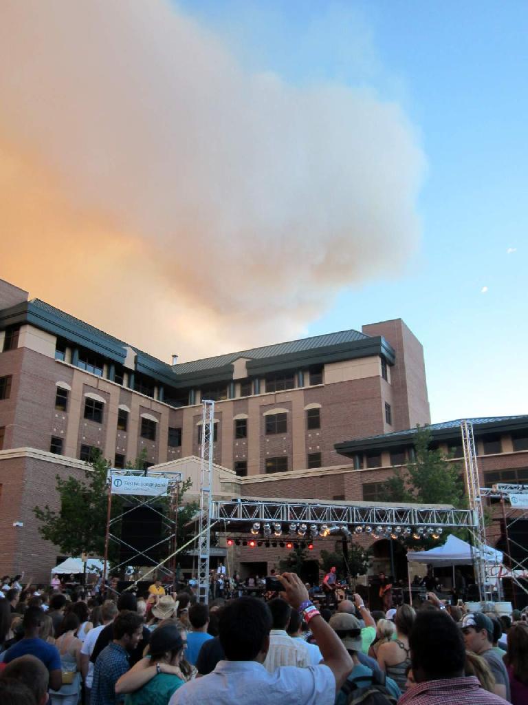 The smoke cloud above from the High Park Fire looked like it had a smiley face while Matt Kearney sang his encore of "Dawn."