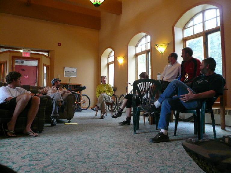 The night before the start of the race in Banff, MTB legend John Samsted gave a talk to the racers.