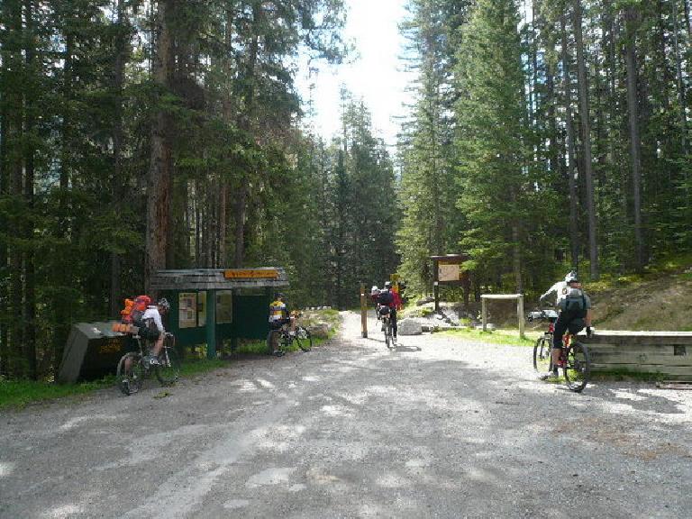 The start of the Tour Divide mountain bike race at the trailhead in Banff, AB.  This would be the last time I would see many of the racers.