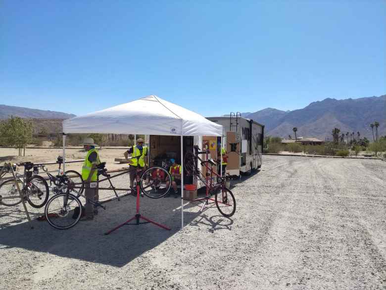 Setting up a Vehicle Meet Point (VMP) in the desert of California.