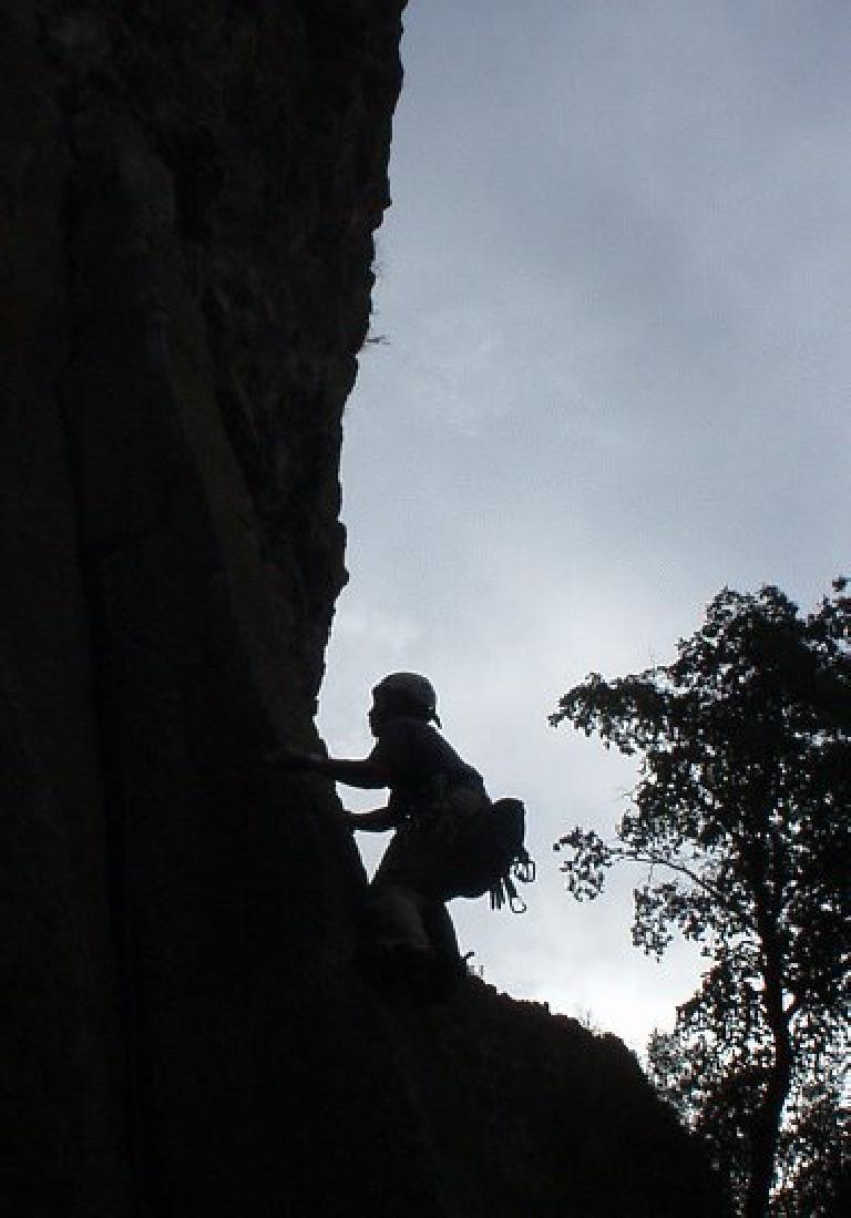 Chris leading a 5.11 column. Chris leading a 5.11 column.