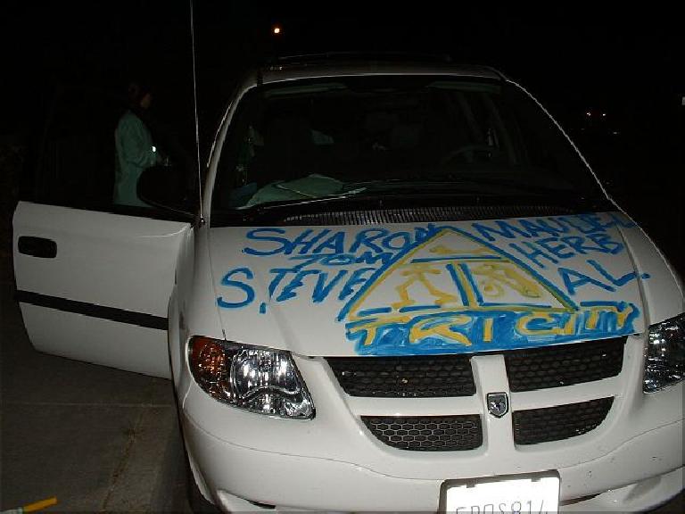 Here's how Van #2 was decorated with its members names...