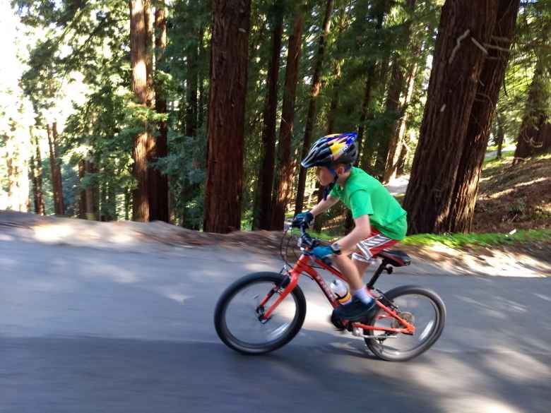 Tom Simon, red Trek mountain bike, Old La Honda Rd.