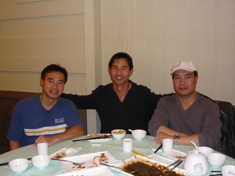 Felix Wong with cousins Tilden and Hans at Dragon Boat Fusion Cuisine in Richmond Hill, Ontario.