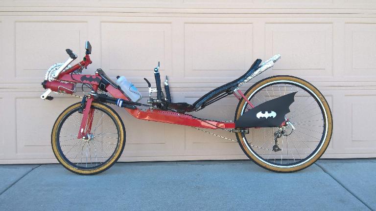 red Batcycle Reynolds Wishbone recumbent