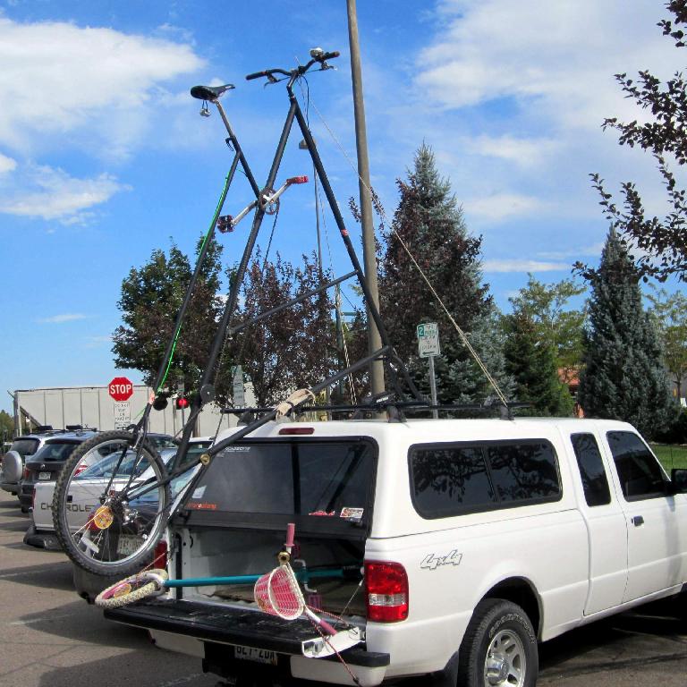Not sure what was more impressive: the bicycle or that the owner came up a way to attach it to his vehicle!