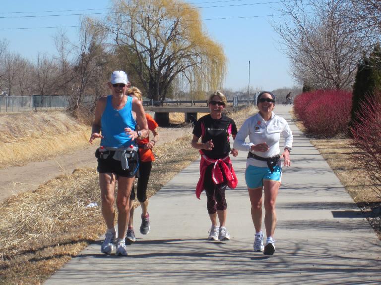 Right on time: Tom, Ginger, Cathy and Alene less than a mile away from Walmart #2.