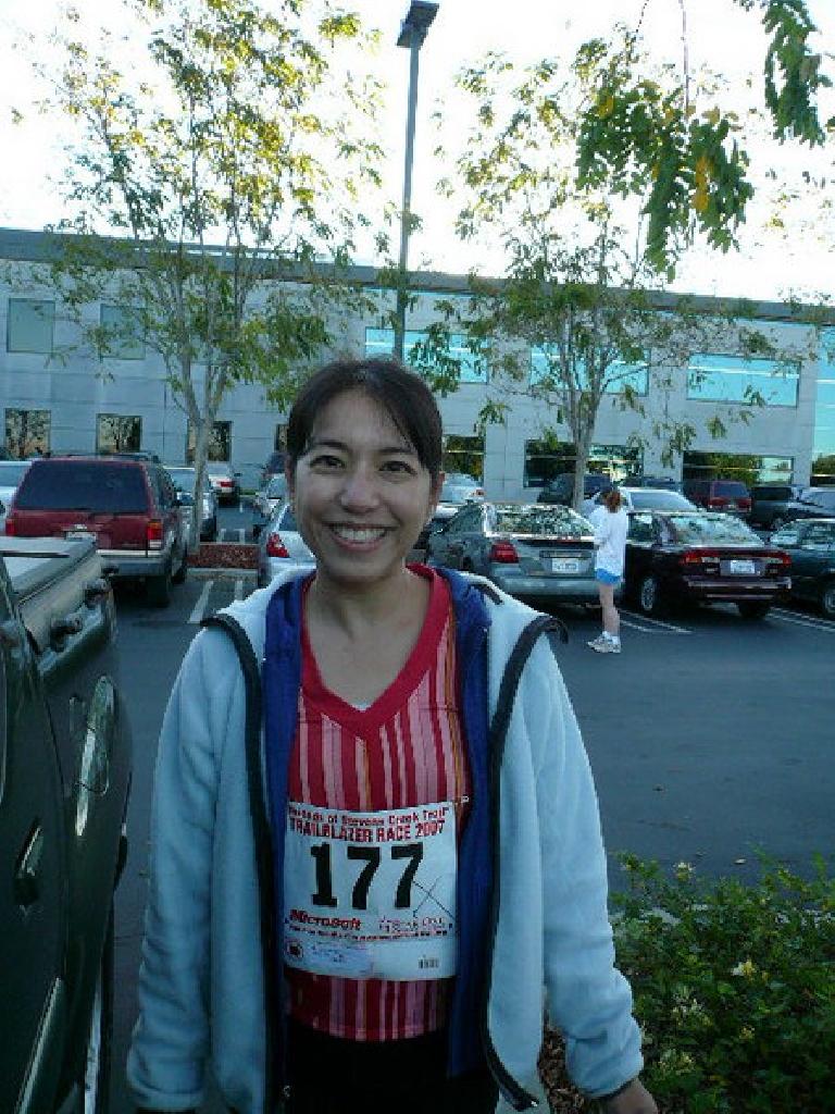 Alyssa was all smiles before the run.