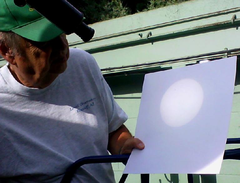 The black spot in the upper-left region of the projection of the sun was Venus.