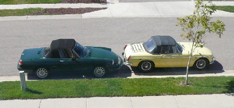 Outside with Goldie, about a month before saying goodbye to the MG.