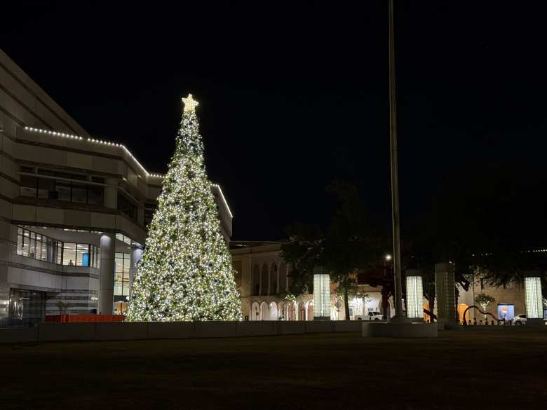 A Christmas tree in Jácome Plaza. This part of downtown, Tucson felt like a ghost town when I was there.