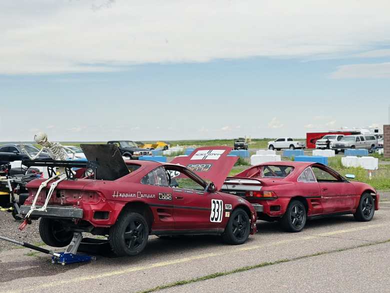 Two second-generation Toyota MR2 cars. Two second-generation Toyota MR2 cars.