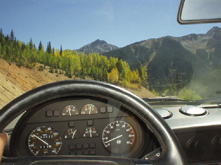 The view ahead of the driver's seat of the Alfa Romeo.