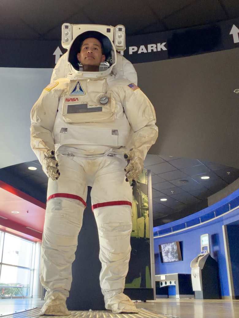 Felix posing as a NASA astronaut.