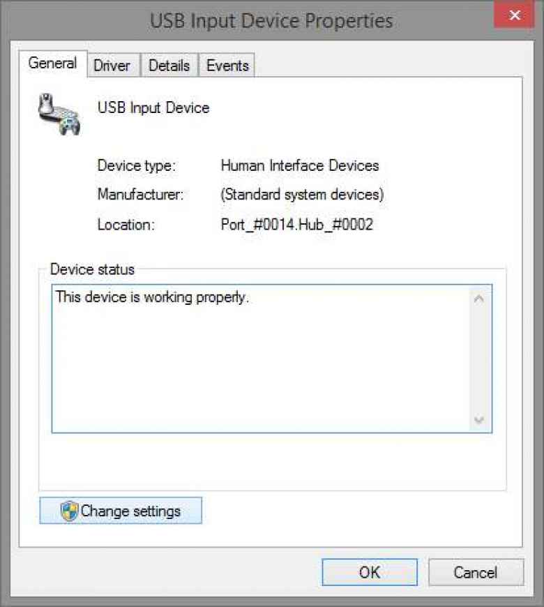 USB Input Device Properties