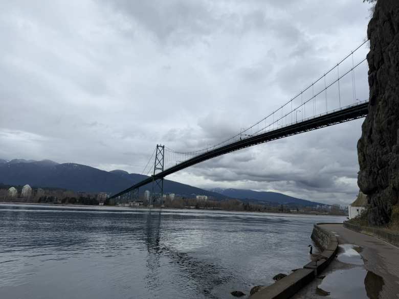 The Lions Gate suspension bridge linking Vancouver with West and North Vancouver.