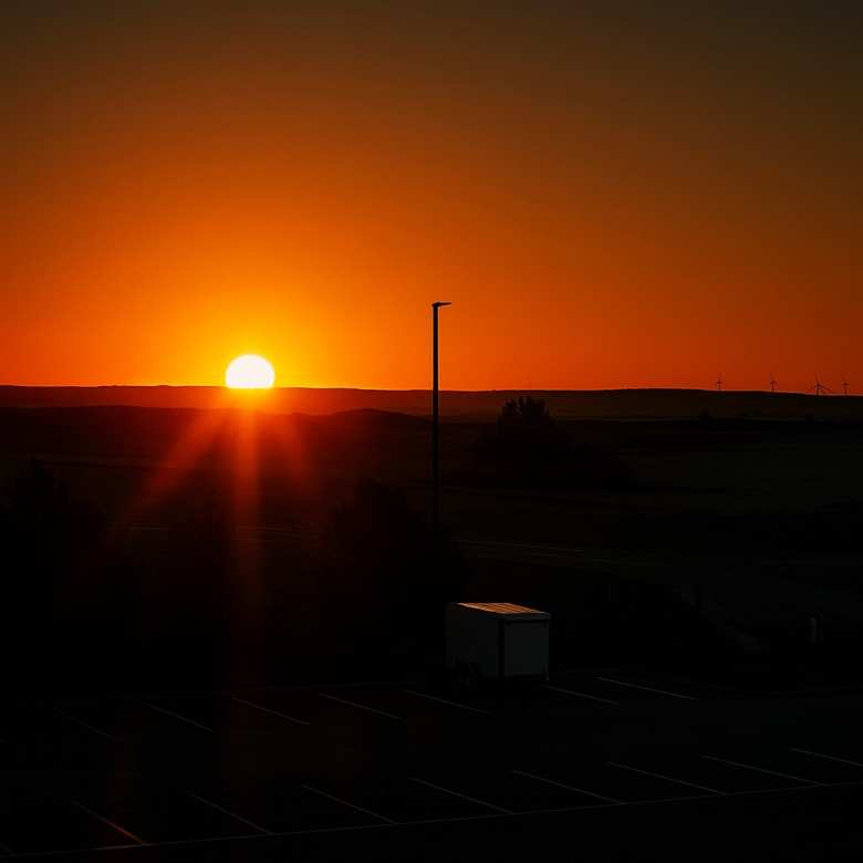 The sun rising above Casper about a half-hour before start of the various race distances.