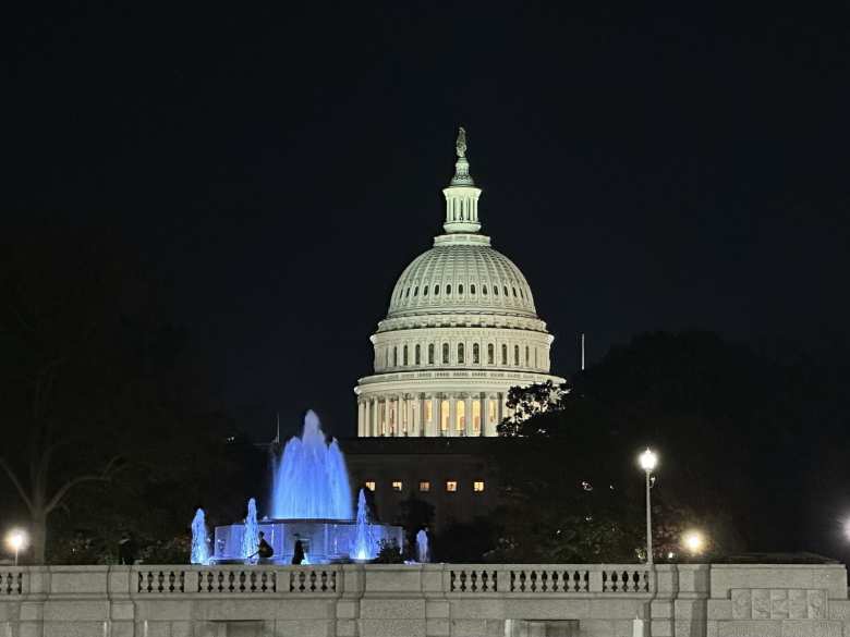 The Capitol at night.