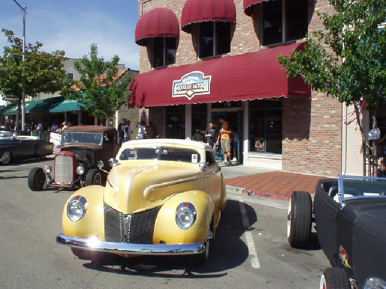 A handsome two-door in front of the Chocolate Factory.