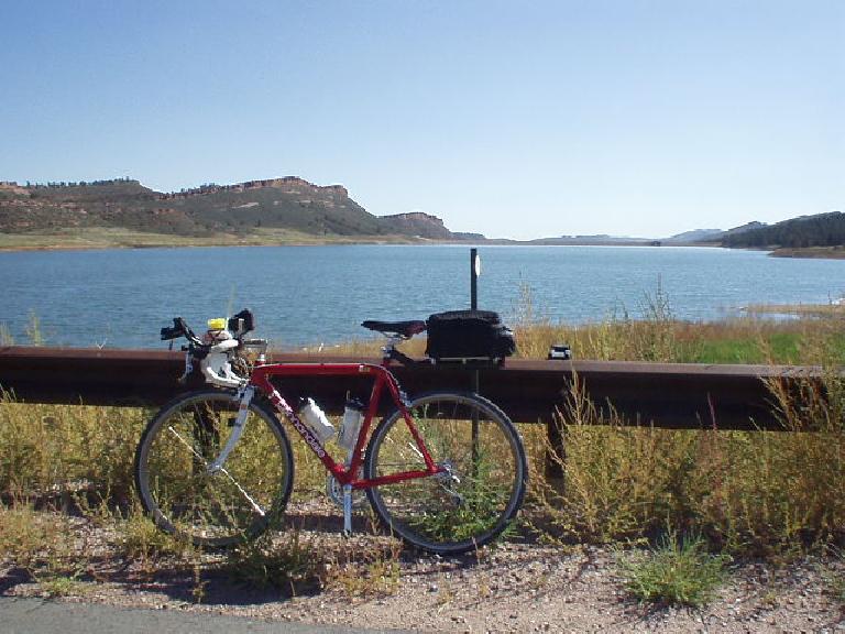 [Mile 121, 2:17] Yes, I love my bike.  Canny in front of an unnamed lake.