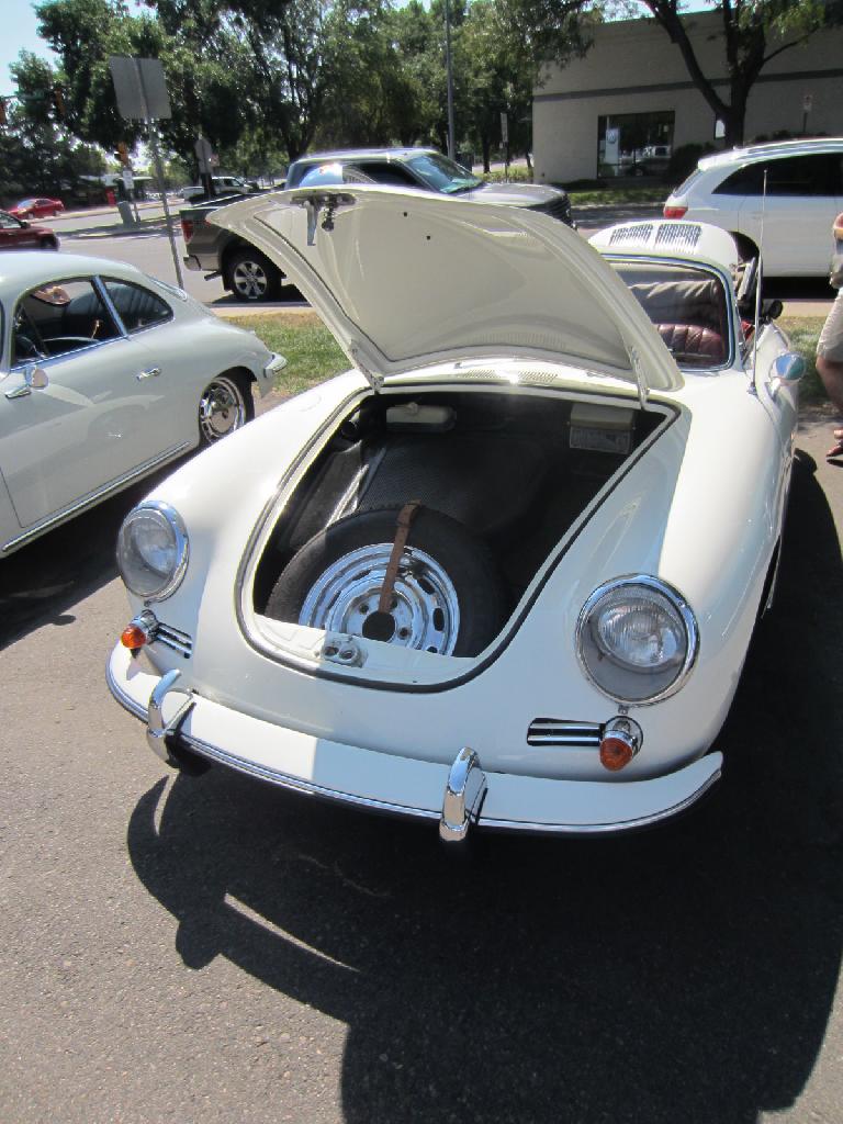The spare tire in a Porsche 356 is at the front.